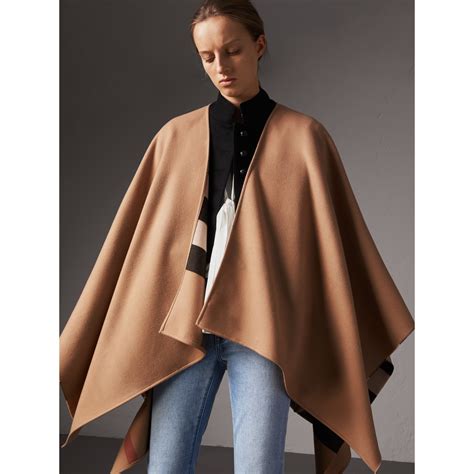 burberry reversible merino wool poncho|burberry check wool cape.